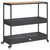  Bar Cart 3-Tier Black Poly Rattan and Solid Wood Acacia A949-368723