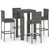  5 Piece Patio Bar Set with Cushions Poly Rattan Gray A949-3064795