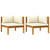  Corner Sofas 2 pcs with Cream White Cushions Solid Acacia Wood A949-316279