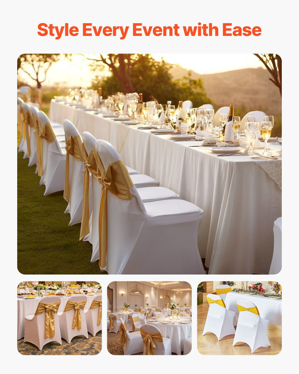  150 Pcs White Chair Covers, Polyester Spandex Chair Cover, Stretch Slipcovers for Wedding Party Di E415-YTBS150PCSDKAOQP2001V0