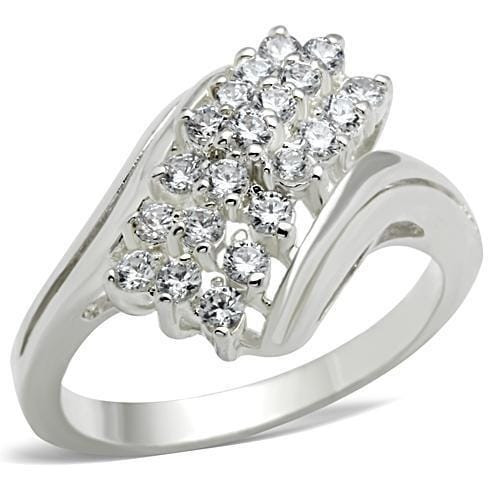 SS038 - Silver 925 Sterling Silver Ring with AAA Grade CZ  in Clear A874-SS038