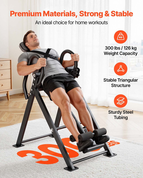  Inversion Table, 300 lbs Capacity Heavy Duty Back Capacity Stretcher, Inverted Table with Stable S E415-DLJTFSDJPTKBYS8QV001V0