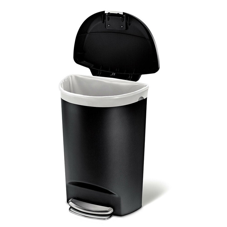 Black 13-Gallon Kitchen Trash Can with Foot Pedal Step Lid Q280-BTHGRC43897921