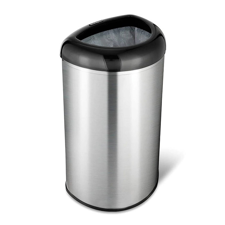 Stainless Steel Black Open Top 13-Gallon Kitchen Trash Can with No Lid Q280-STGKTC43928712