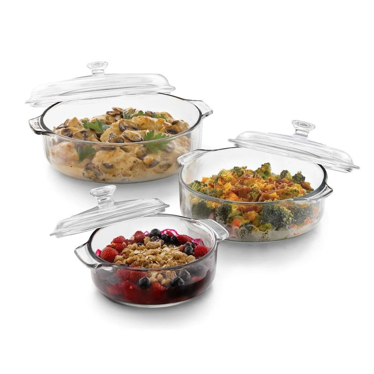 6-Piece Glass Bakeware Casserole Baking Dish Set - Dishwasher and Oven Safe Q280-LBSPGCD572574391