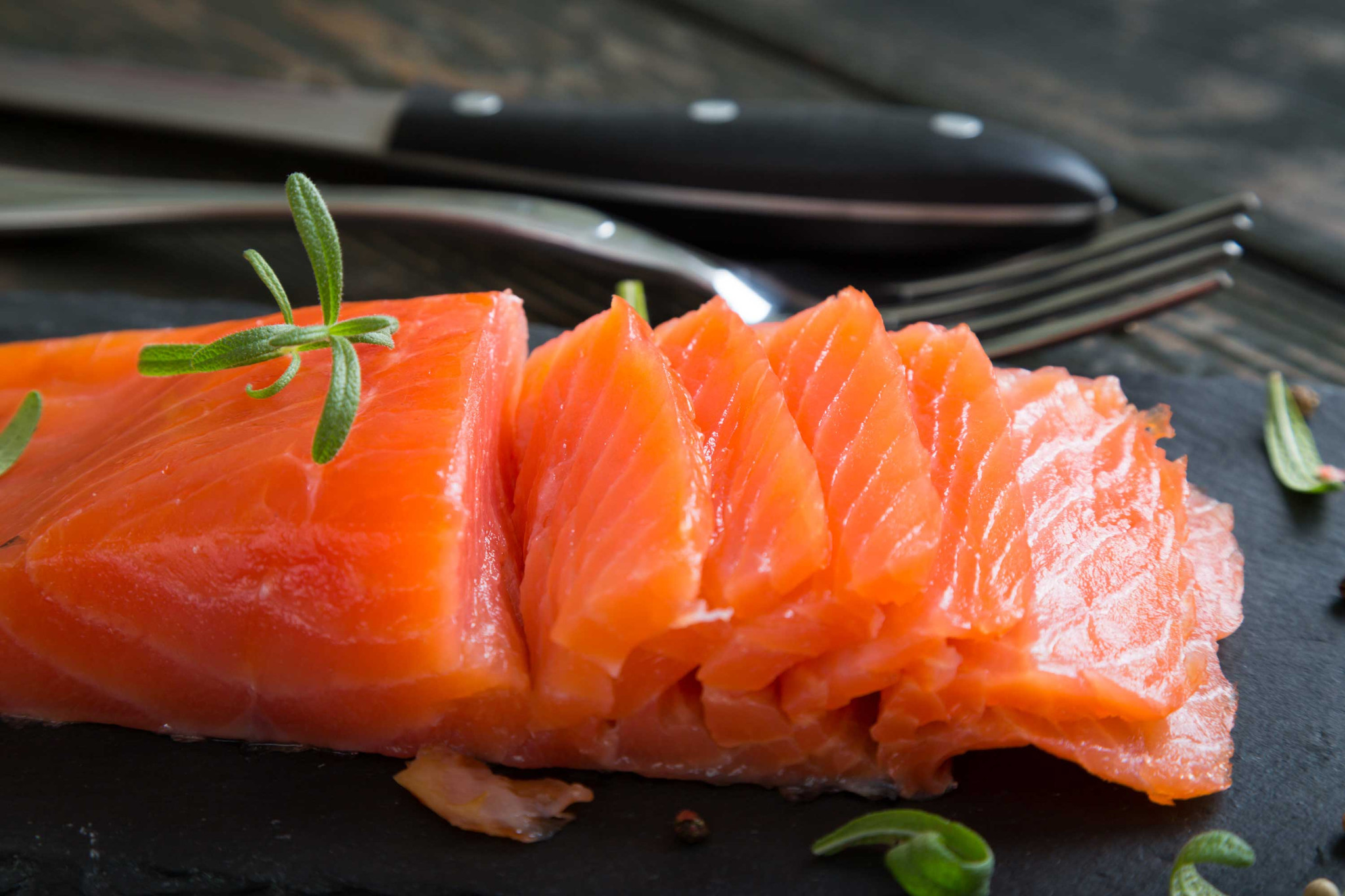 Tender Fish Meat, Cut into Thin Slices. Cold-smoked Chum Salmon Stock Image  - Image of siberian, market: 207601241