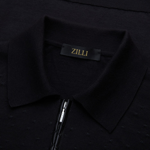 Black “Vanished Argyle” zipped polo shirt