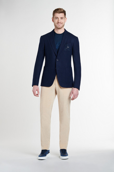 Navy Blazer, "Griffon" Embroidery