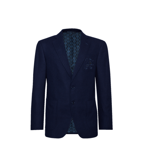 Navy Blazer, "Griffon" Embroidery