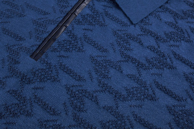 Deep-sea blue polo shirt, "Vanisé Express" jacquard weave, crocodile detail