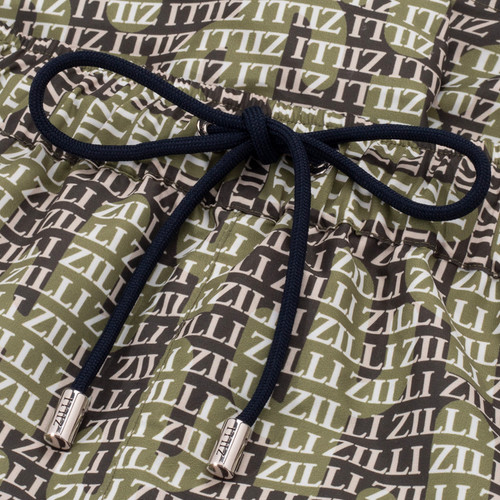 Green swimsuit with ZILLI all-over pattern