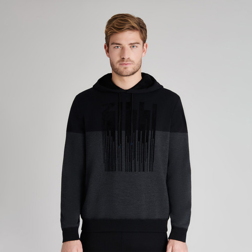 Black tracksuit with charcoal grey color-block, black ZILLI pattern