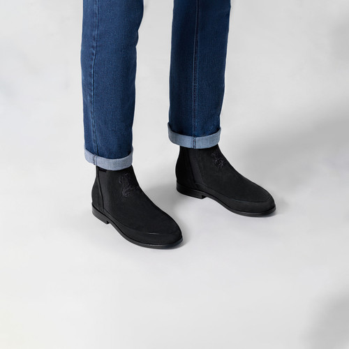 Black Chelsea boots in suede calfskin