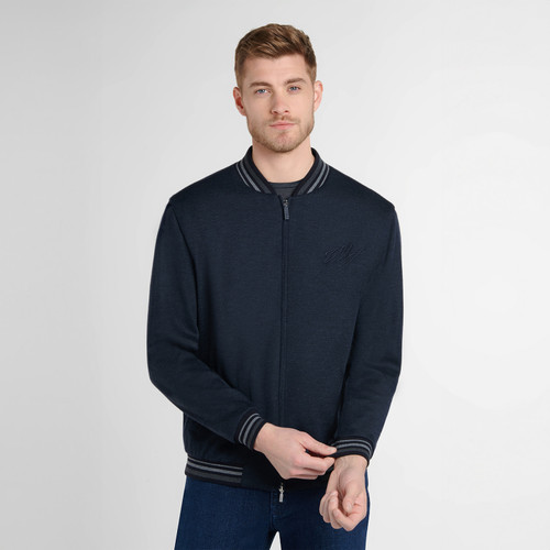 Mottled blue bomber, Signature embroidery