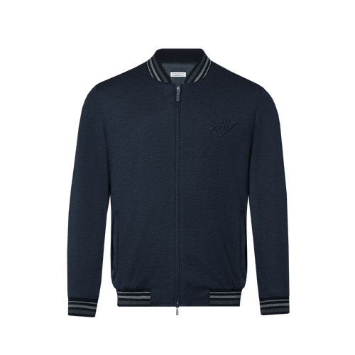 Mottled blue bomber, Signature embroidery