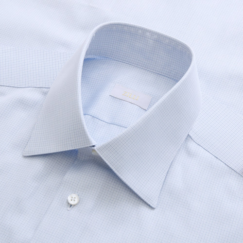 Classical light blue shirt, topstitched collar