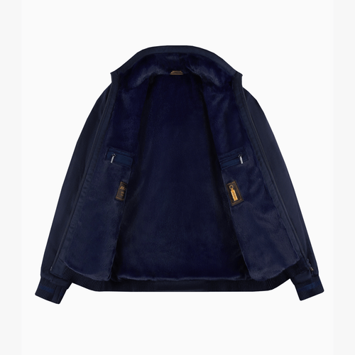 Navy high collar blouson