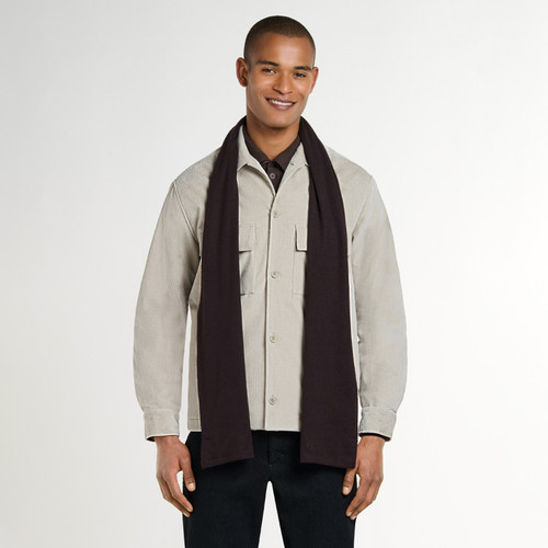 Coffee-coloured knit scarf, ZILLI embroidery