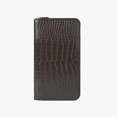 JEF Brown matt crocodile zipped traveller