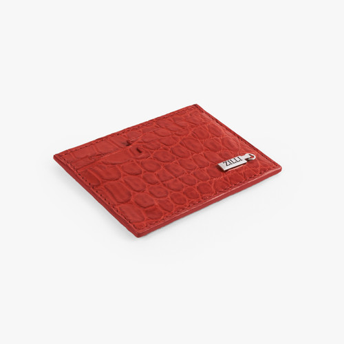 Red matt crocodile CC5 credit card holder