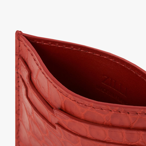 Red matt crocodile CC5 credit card holder