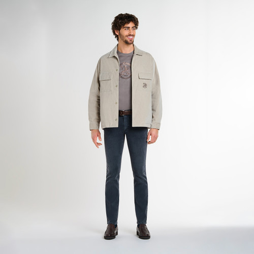 Charcoal grey jeans, "Lion Circle" embroidery, slim fit