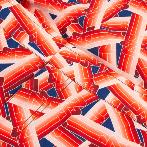 Red and navy swimsuits, ZILLI geometrical pattern