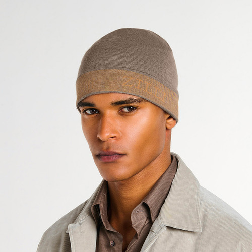 Taupe and beige beanie