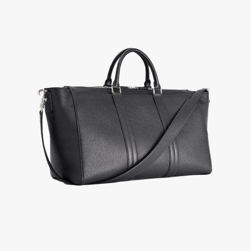 Black zippered travel bag with shoulder strap, large 'Travel Weekender' model