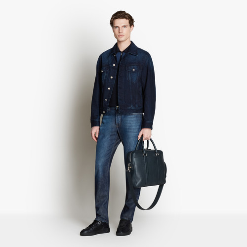 Blue Navy briefcase with shoulder strap, 'Travel Weekender'