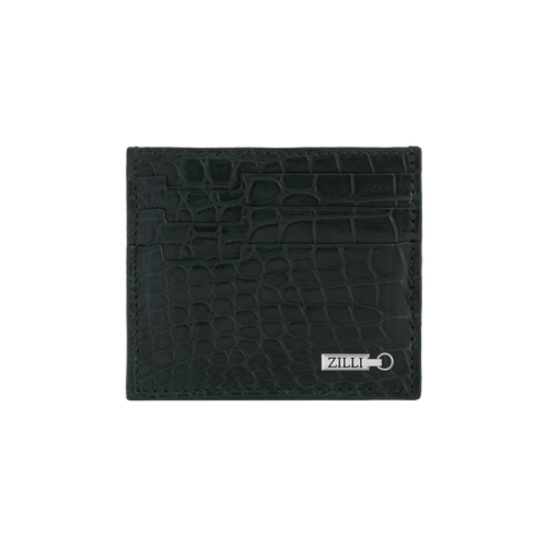 Green matt crocodile CC7 credit card holder