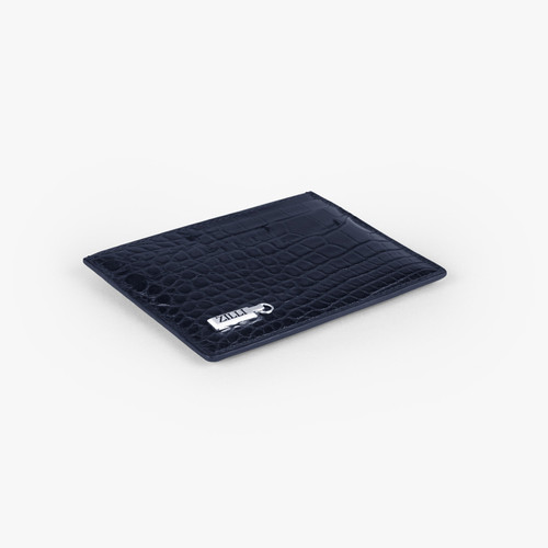 Navy matt crocodile CC7 credit card holder