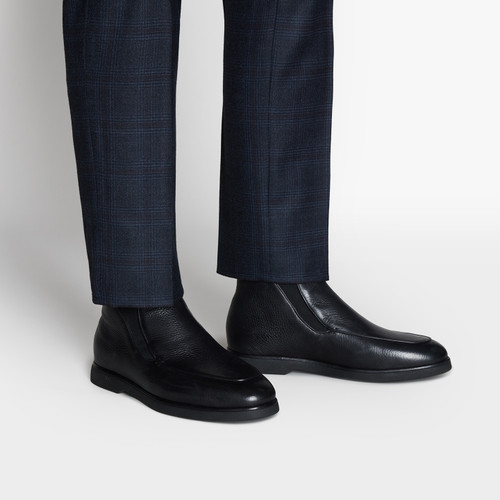 Black deerskin boots, crocodile detail