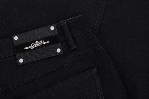 Black jean with removable patch (option to add)