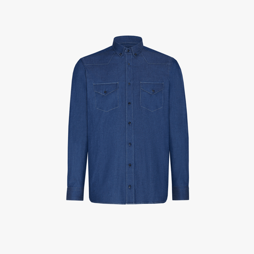 Denim-blue denim shirt, white stitching