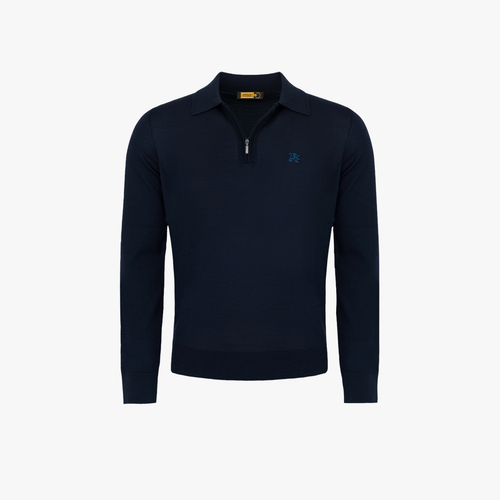 Navy zipped polo shirt, "Micro Griffon" embroidery