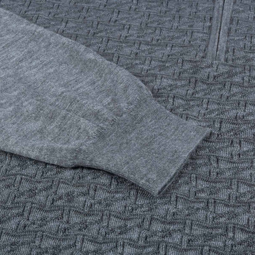 Grey zipped polo shirt, ZILLI jacquard weave