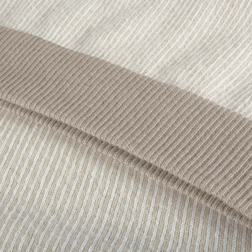 Beige trompe-l'œil full-zip sweater, double collar