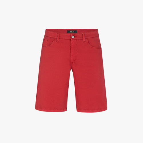 Red stretch cotton Bermuda shorts, slim fit