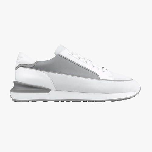 White and grey sneakers in calfskin, soft nubuck calfskin and rubber calfskin