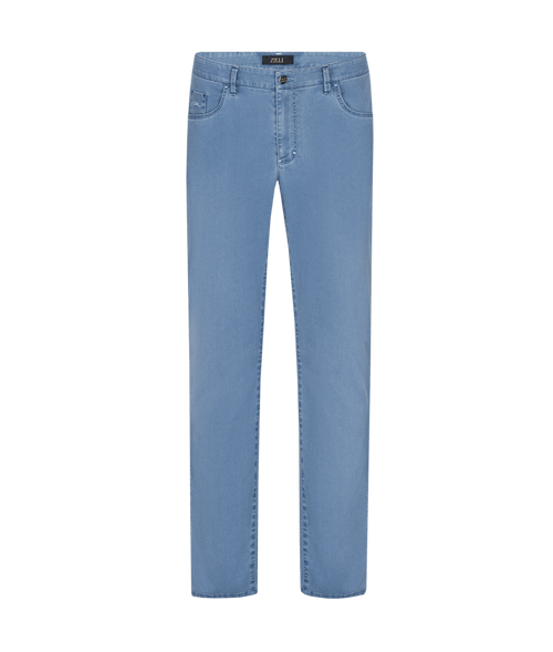 Denim-blue jeans, "ZILLI Poem" embroidery