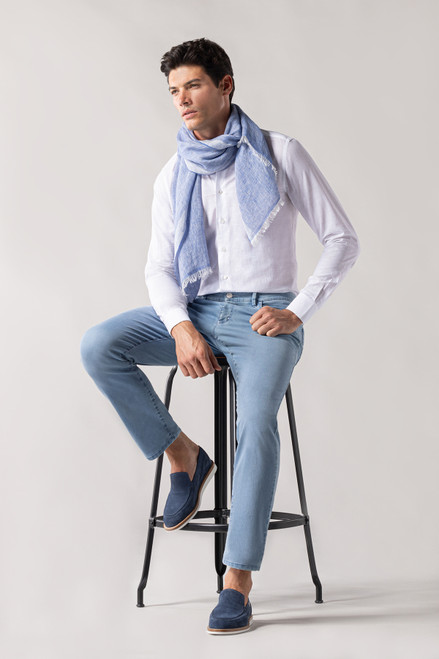 Denim-blue jeans, "ZILLI Poem" embroidery