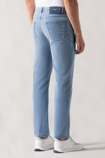 Denim-blue jeans, "ZILLI Poem" embroidery