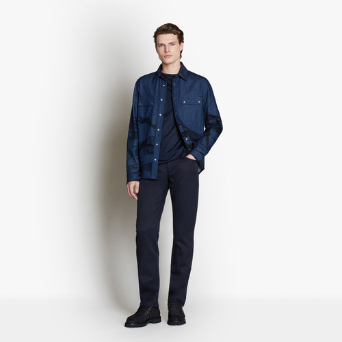 Navy blue trousers with elastic waistband, ZILLI "Rows"