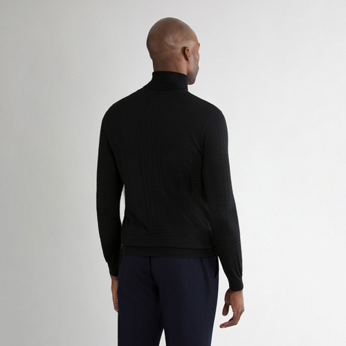 Black tartan turtleneck sweater