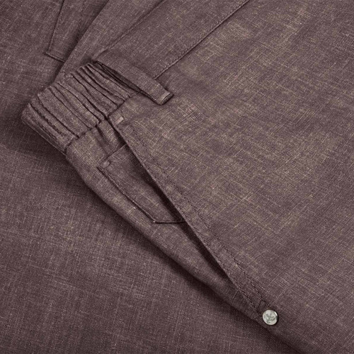 Taupe linen bermuda shorts, slim fit