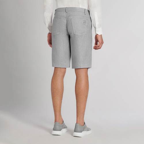 Pearl grey linen bermuda shorts, slim fit