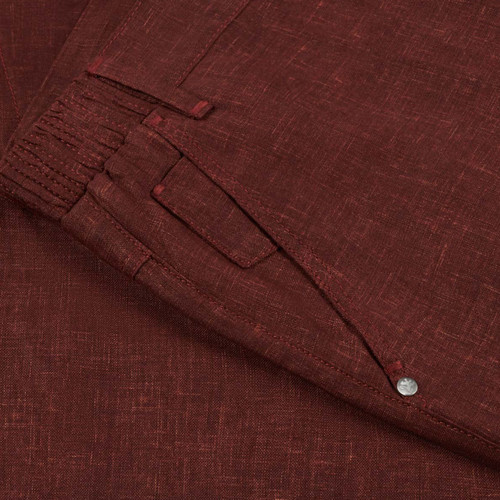 Sienna colour linen bermuda shorts, slim fit