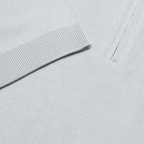 Zipped polo shirt in light grey knit