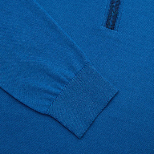 Blue zipped polo shirt, long sleeves